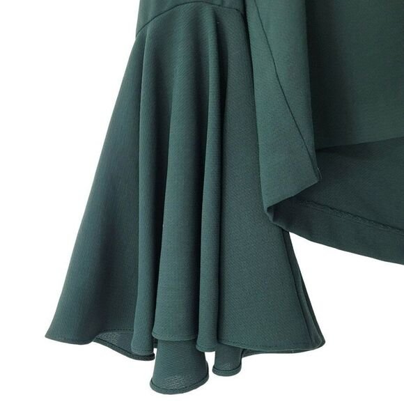 Zara Green Top Blogger Favorite Flare Sleeves Dressy Cut Out Hipster Festival XS - Picture 4 of 5